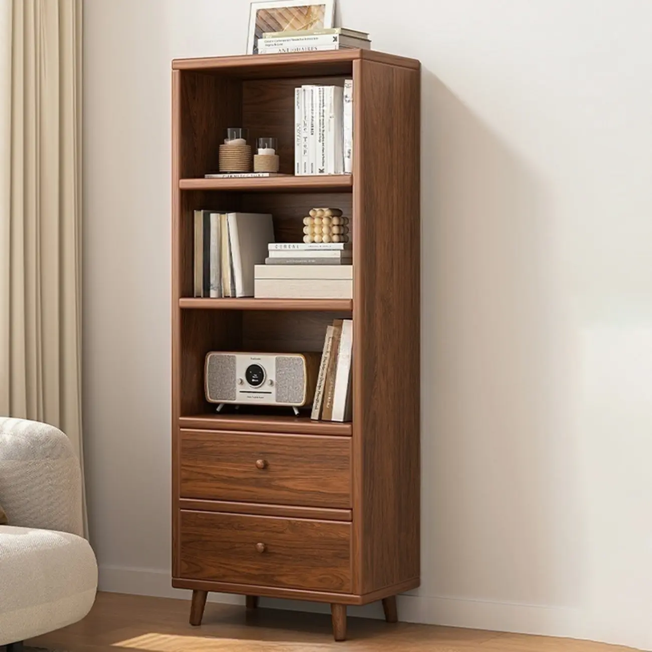 Modern Simple Brown Wood Storage Cabinet for Living Room