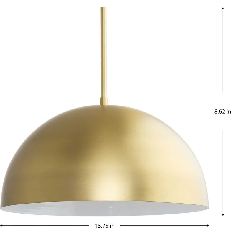 Perimeter Collection One-Light Brushed Gold Mid-Century Modern Pendant with metal Shade - 15.75 in x 15.75 in x 8.62 in