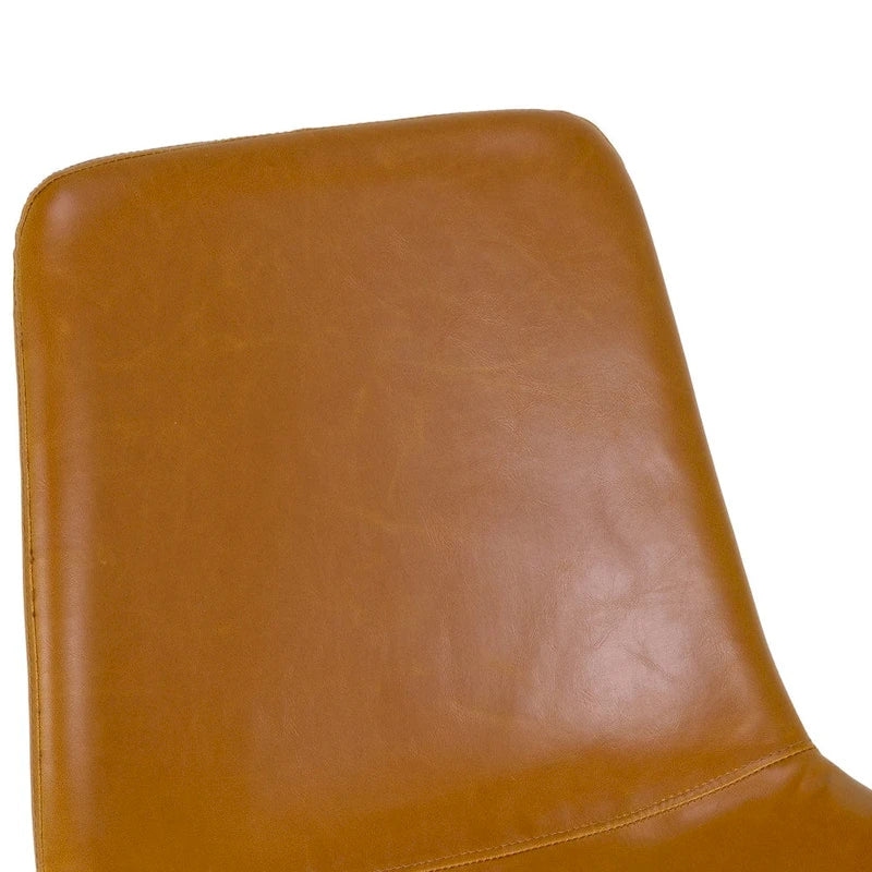 Alary Caramel Brown Faux Leather Modern Dining Chair (Set of 2)