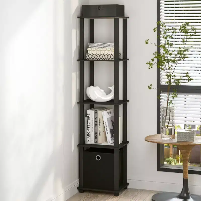 HOMLUX 5-Tier Multipurpose Storage Shelf with Fabric Bin, Multi-Level Organization