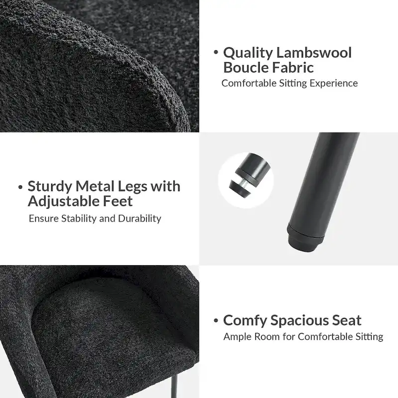 Amos Modern Boucle Dining Chair with Adjustment Feet Set of 4 by HULALA HOME