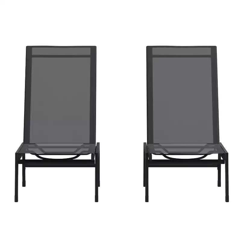 Flash Furniture Brazos Set of 2 Adjustable Chaise Lounge Chairs All-Weather Outdoor Five-Position Recliners