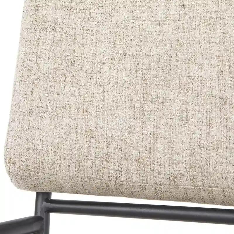 Cream/Black Linen Upholstered Dining Chair with Armrests, Set of 2