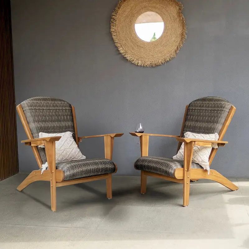 Cambridge Casual Set of 2 Auburn Teak Patio Adirondack Chair