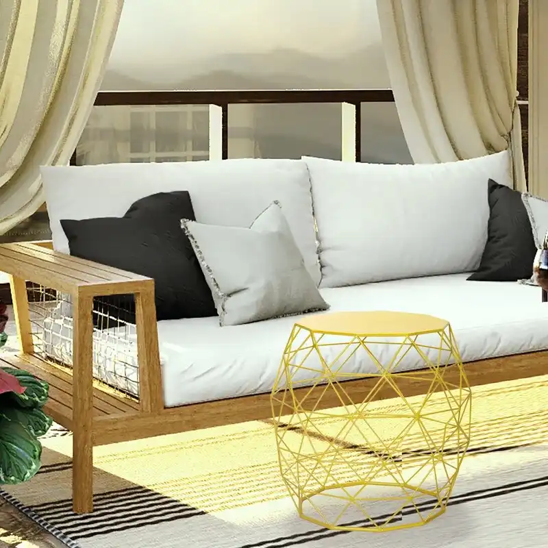 Adeco Accents Geometric Iron Side Table