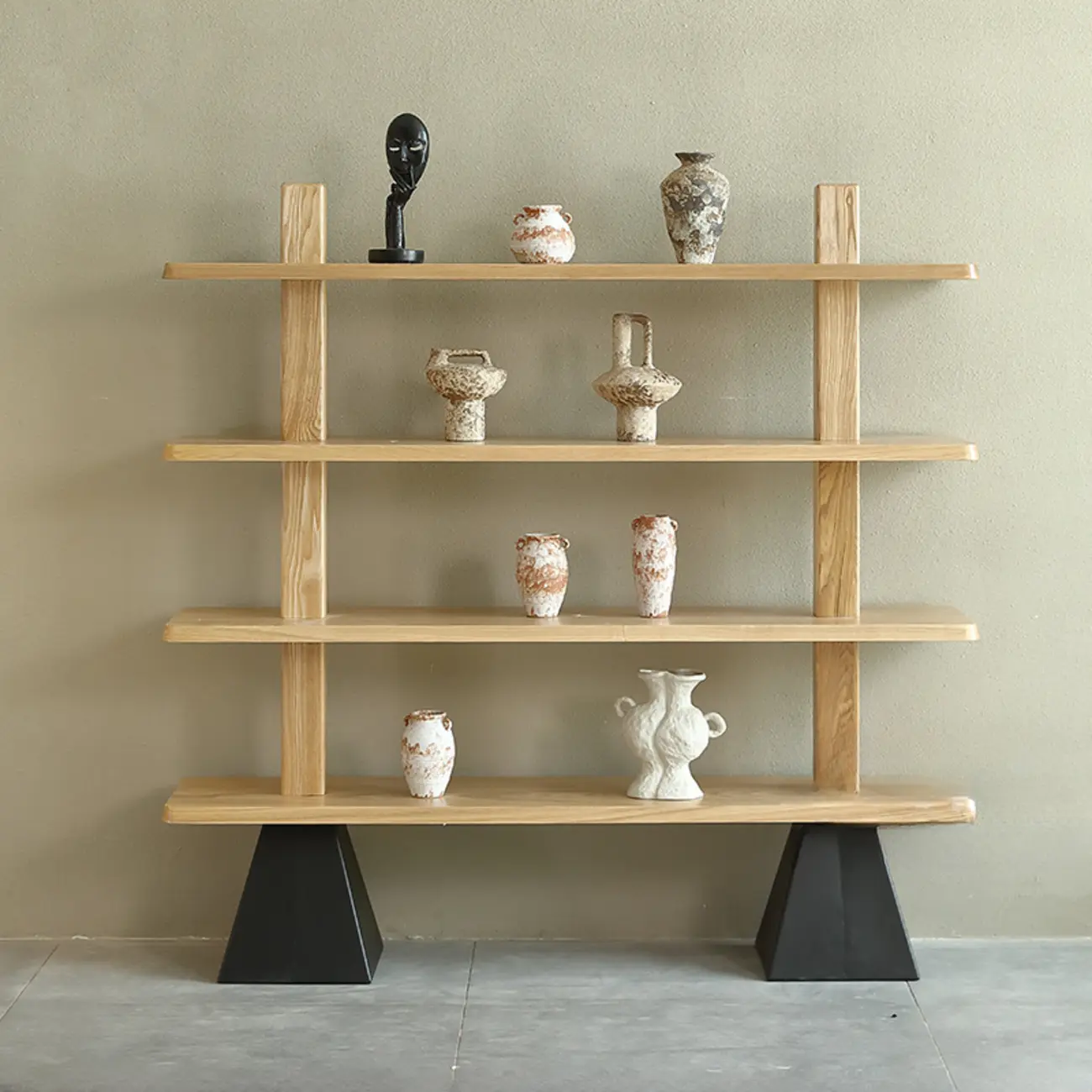 Elegant Ash Wood Open Back Display Vertical Bookcase