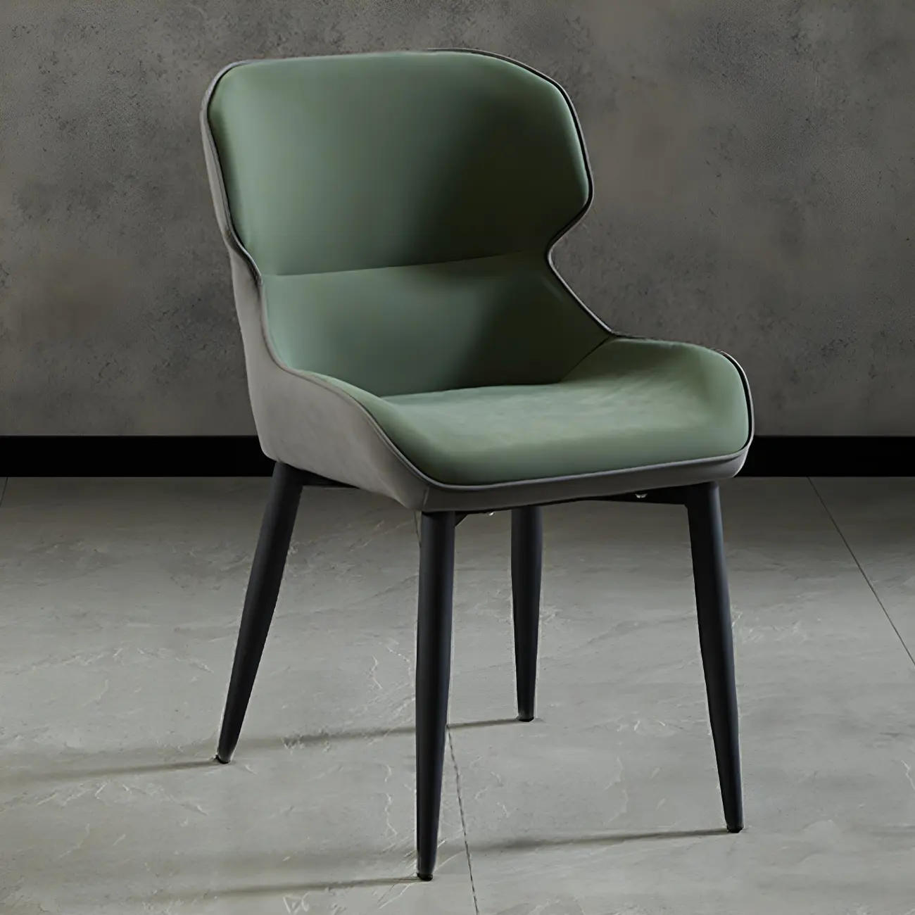 Scandinavian Leather Wingback Upholstered Dining Chair