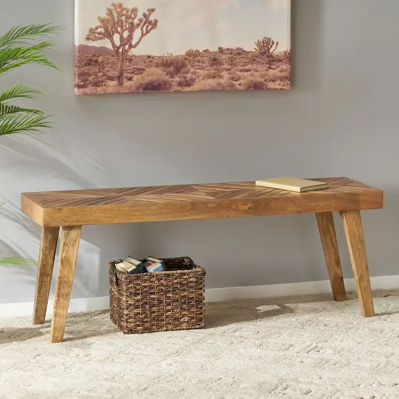 Indoor Mango Wood Handcrafted Bench