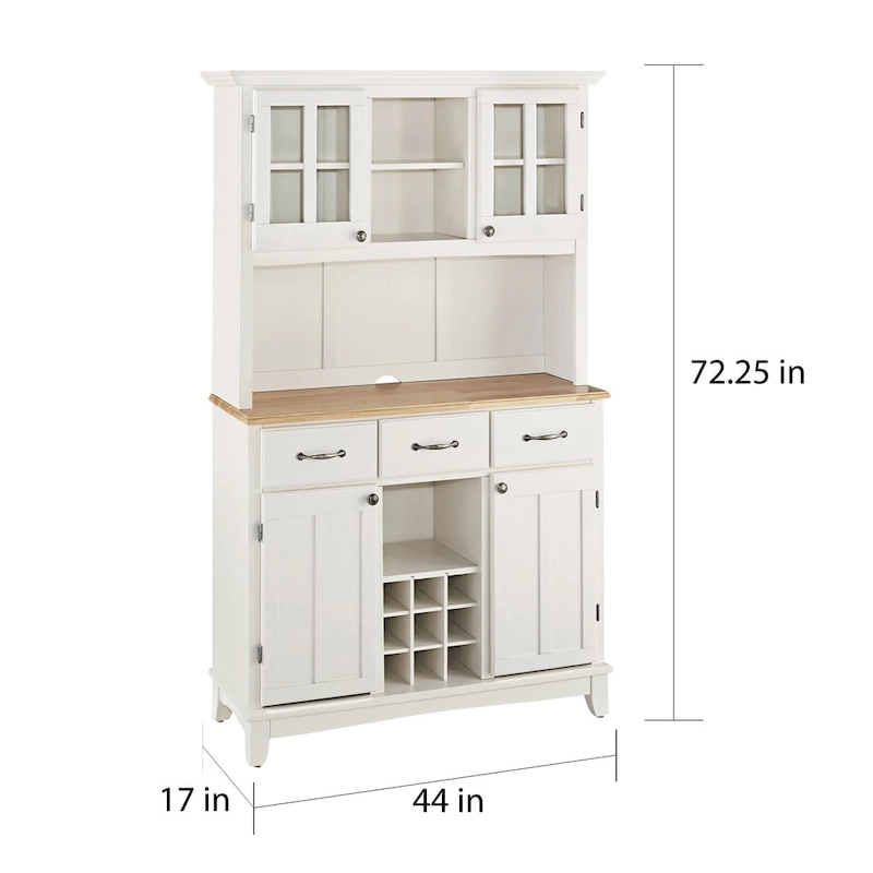 Homestyles Buffet of Buffets Off-White Server with Hutch & Wood Top