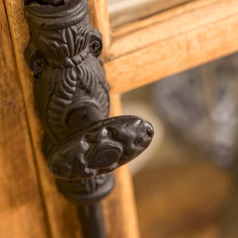 The Gray Barn Upper Glen Solid Mango Wood Clear Tempered Glass Window Pane Curio Cabinet