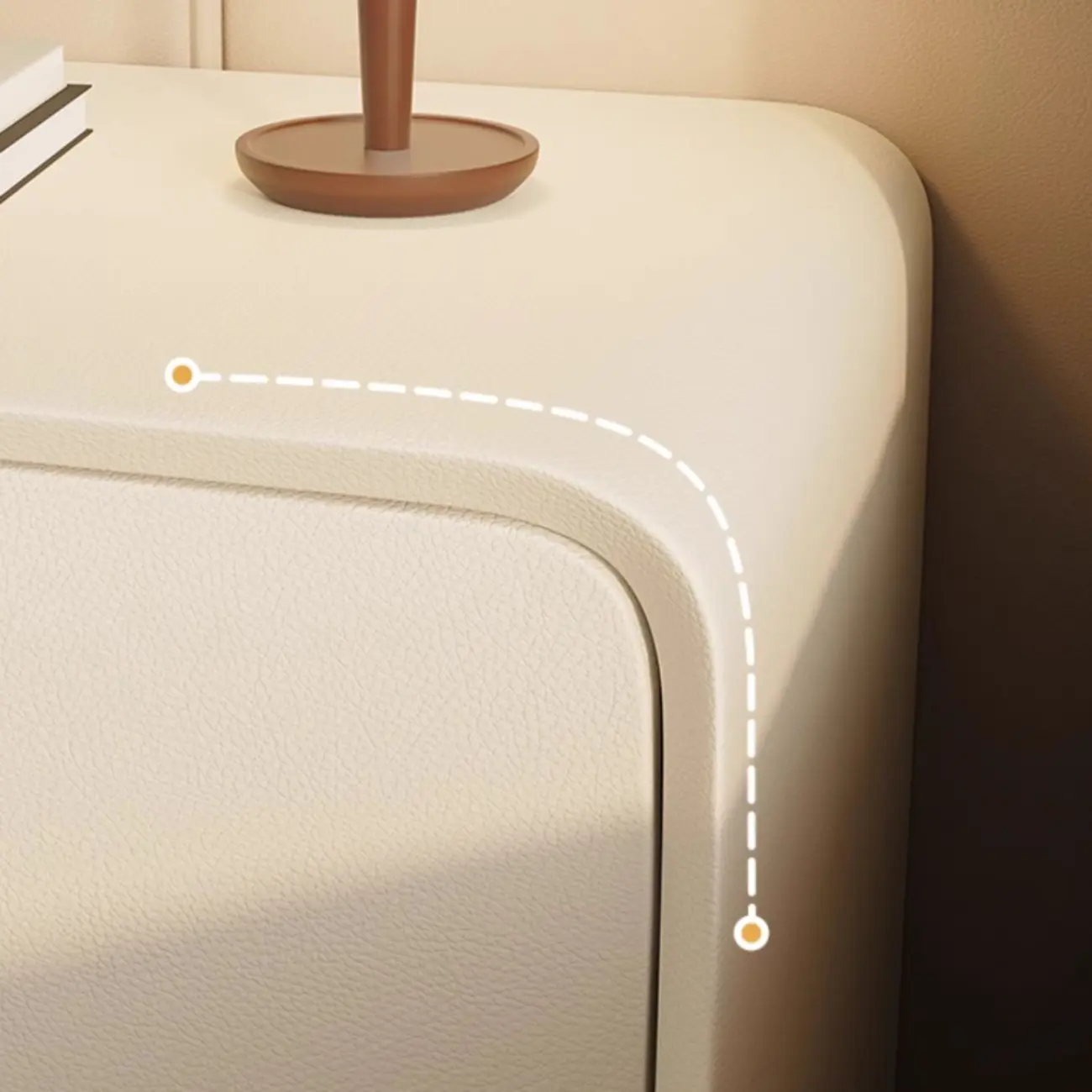 Curved Modern Faux Leather Pleather Nightstand