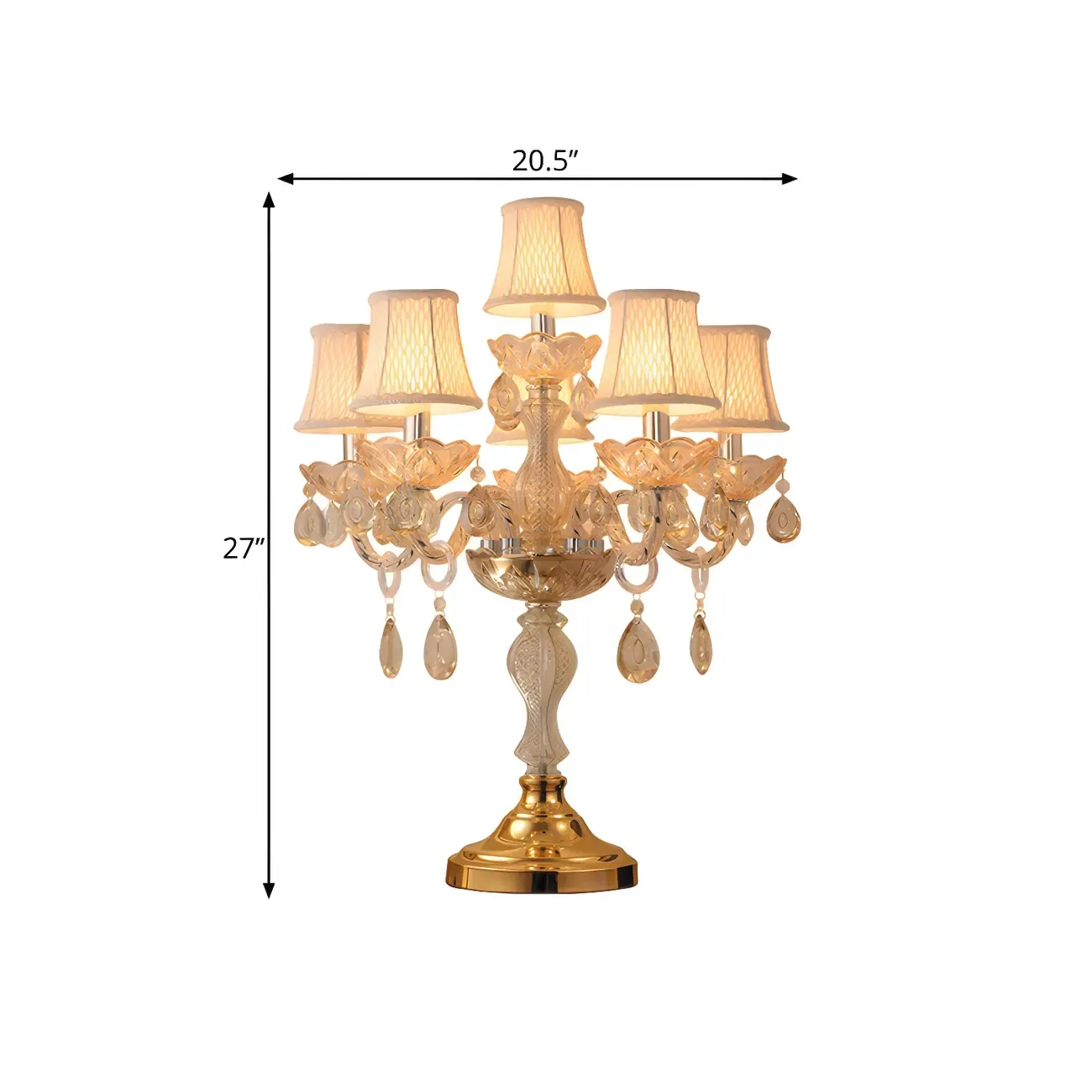 Luxury Gold Multi-Light Crystal Candelabra Table Lamp