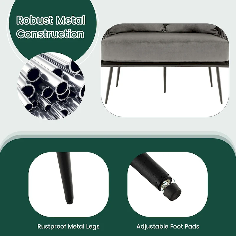 Costway Modern Loveseat Sofa Upholstered Dutch Velvet Couch with Woven - See Details