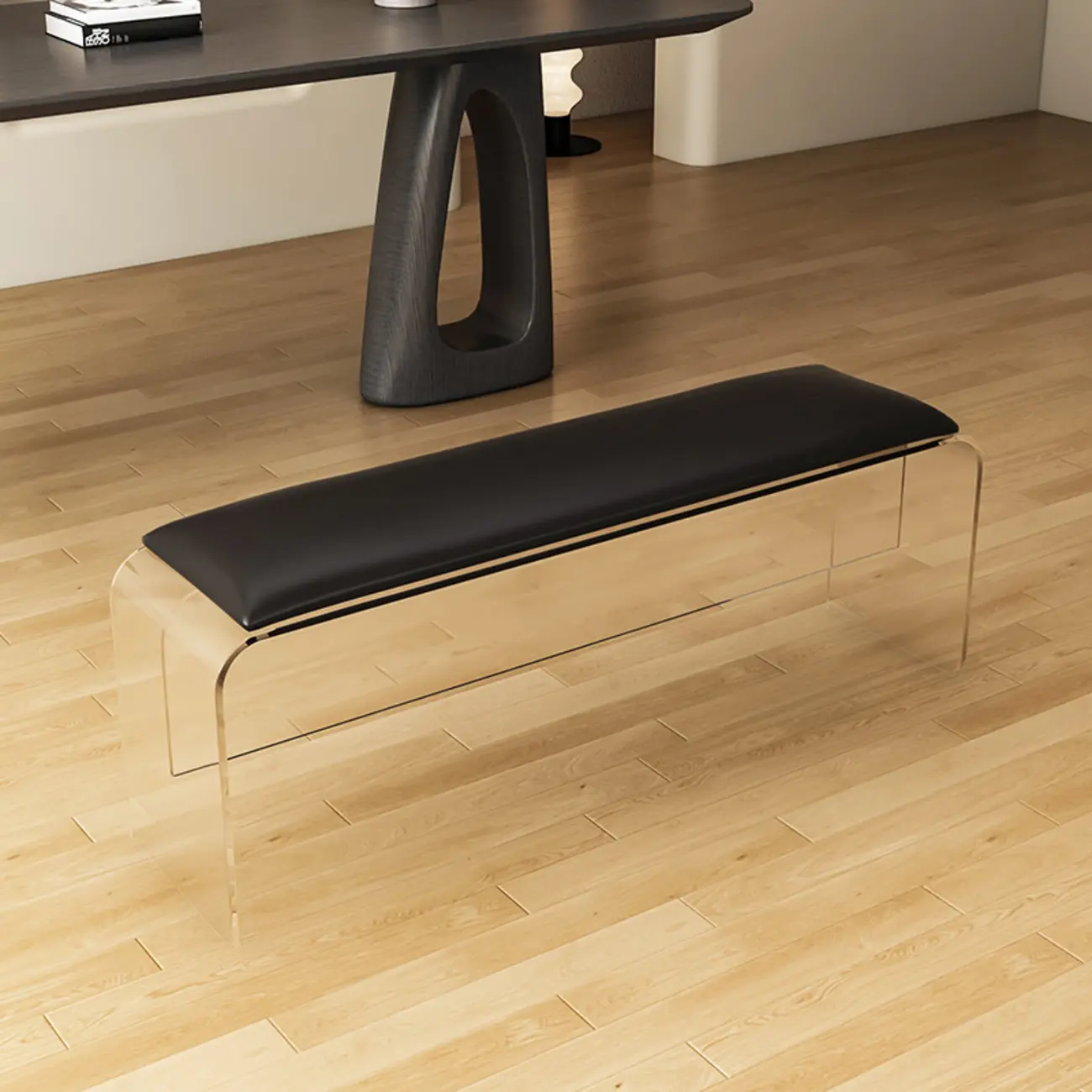 Acrylic Black Upholstered Bedroom Bench