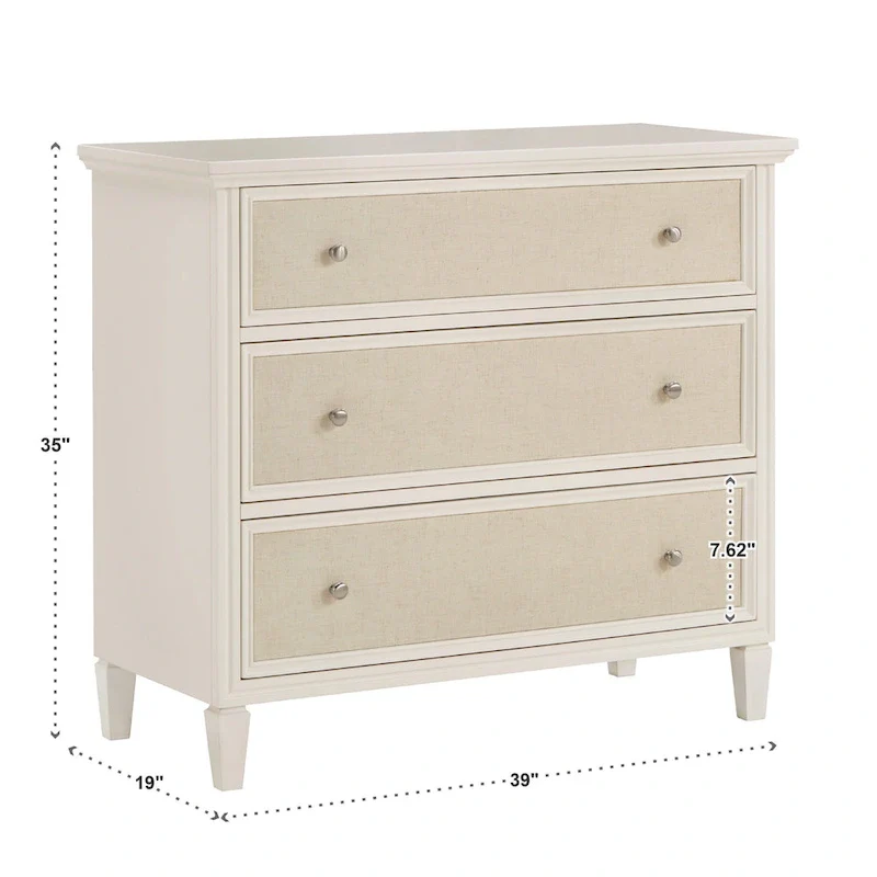Thea White Finish Beige Linen Drawer Face Dresser by iNSPIRE Q Classic