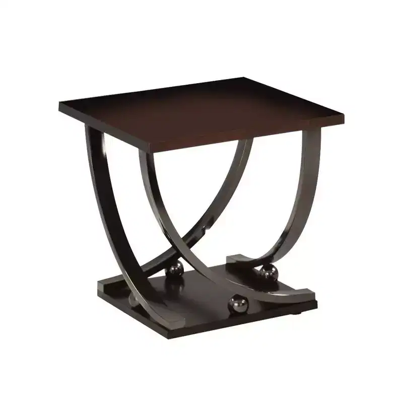 Acme Furniture 24" Isiah Accent Table Black Nickel: Metal Frame, Wood Top, No Assembly, 60-Day Warranty