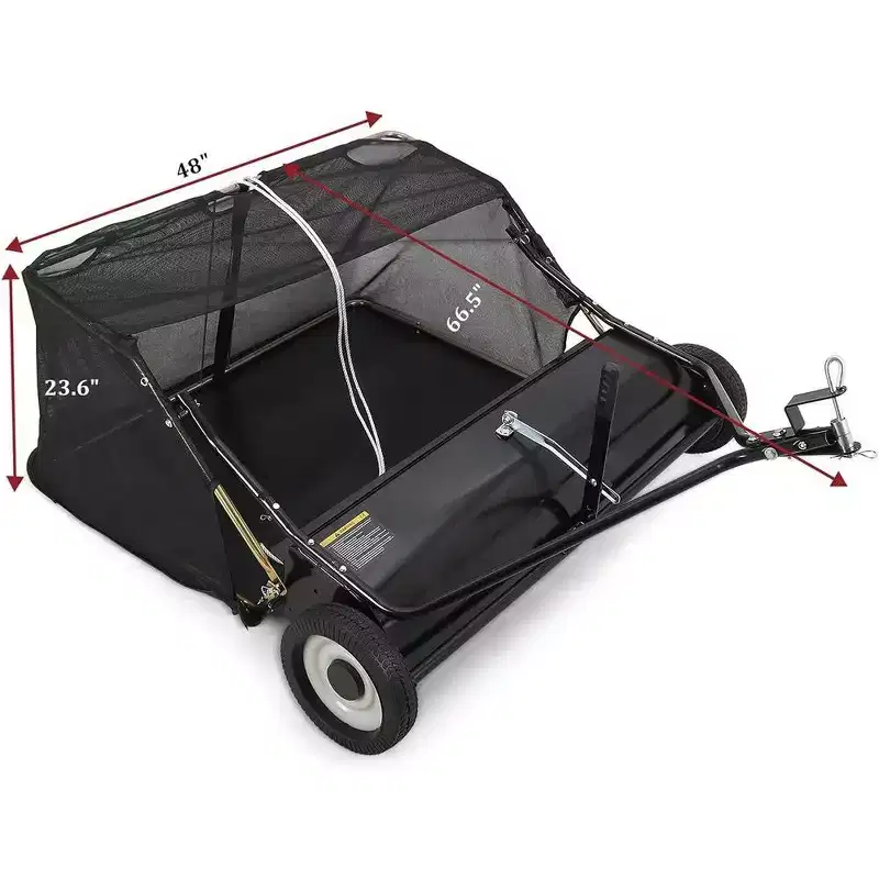 48 Inch Tow Behind Lawn Sweeper,Large Capacity Heavy Duty Leaf with Adjustable Sweeping Height