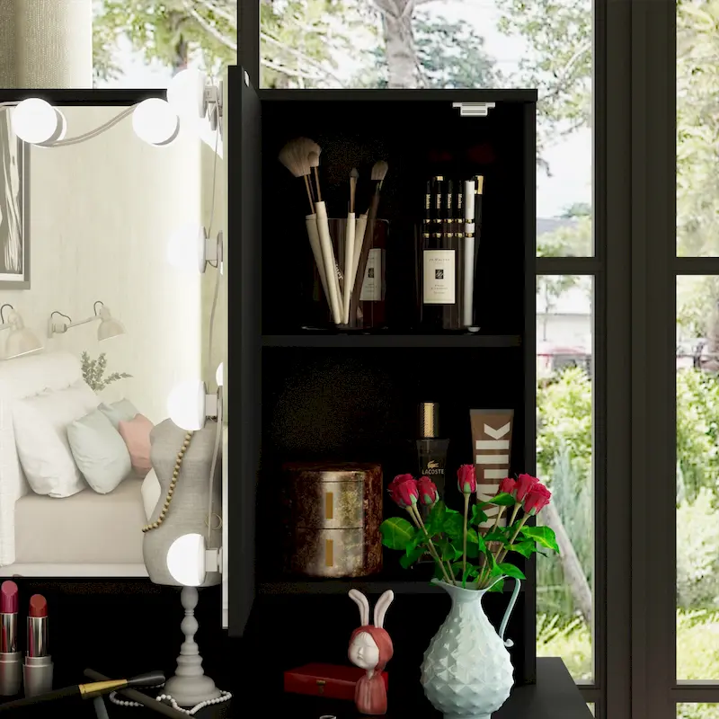 Luxurious LED Makeup Vanity with 9 Drawers Elegant Makeup Station