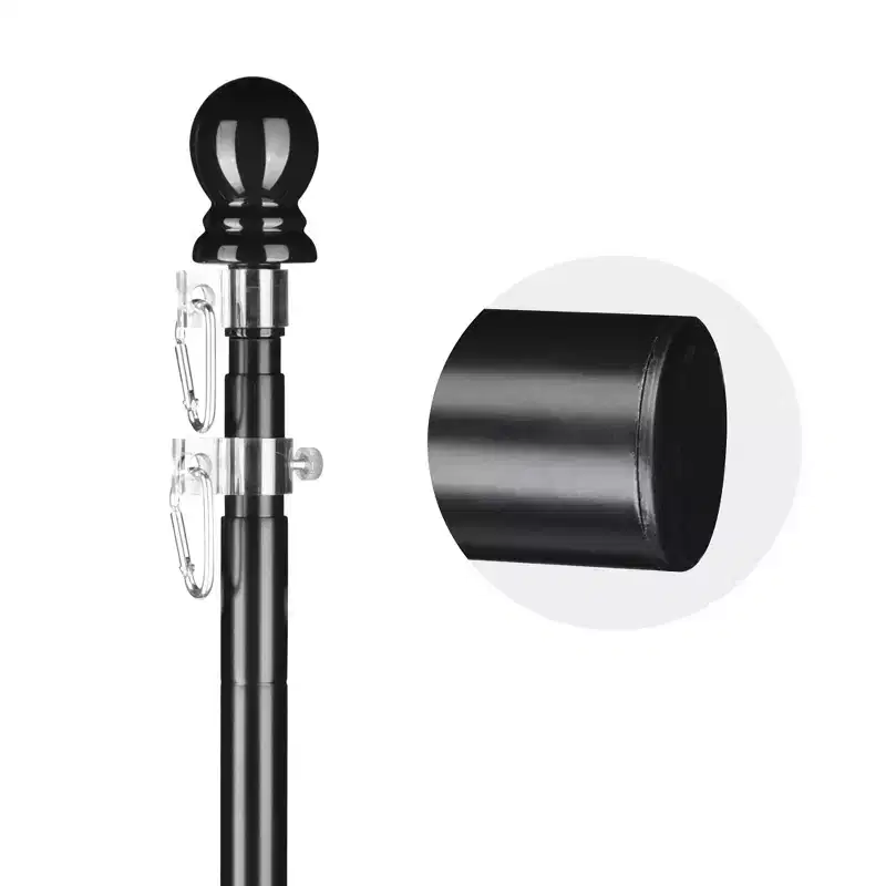 Yescom 6.5 Ft Aluminum Telescoping Flagpole Wall-Mounted Handheld Black