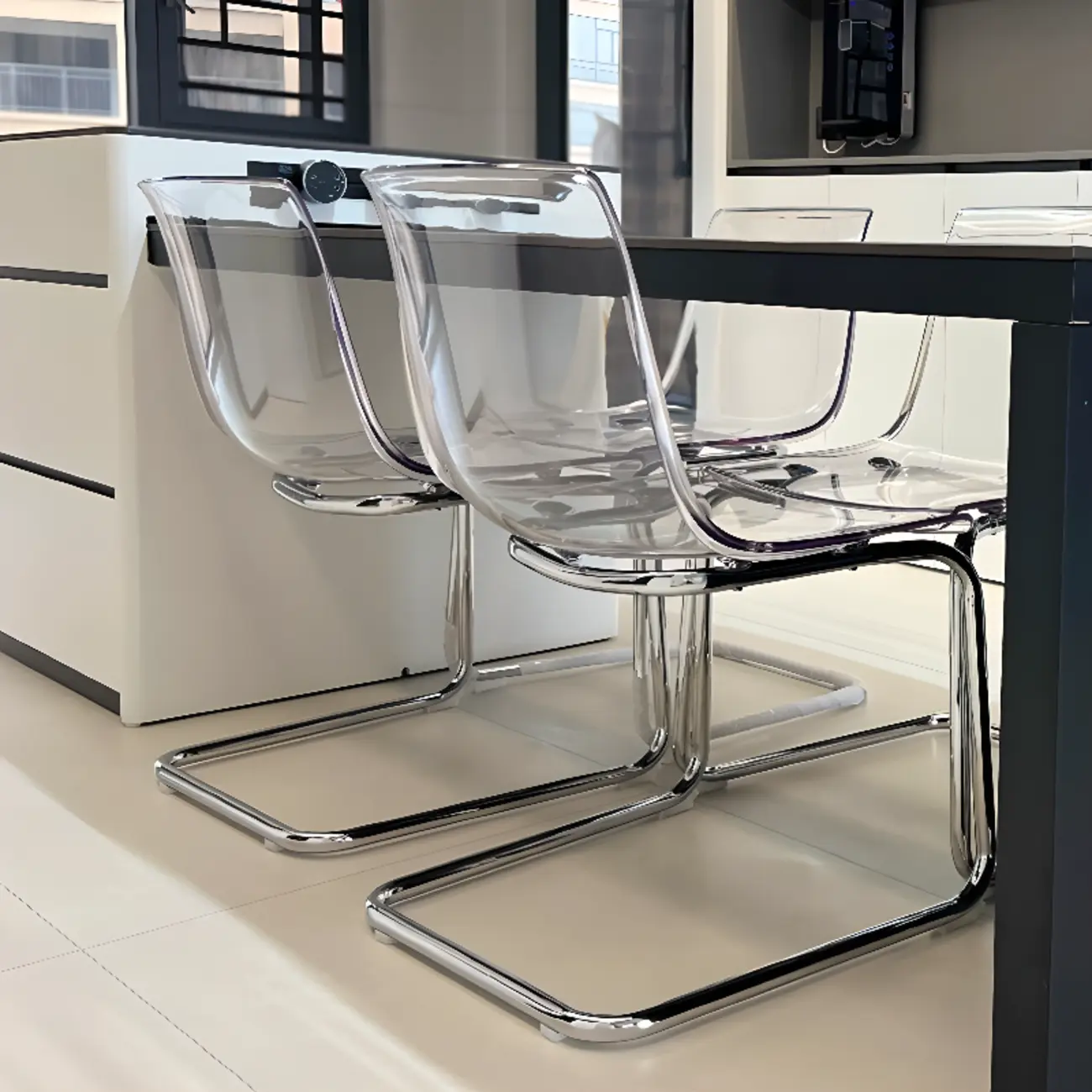 Modern Solid Back Armless Acrylic Dining Chairs