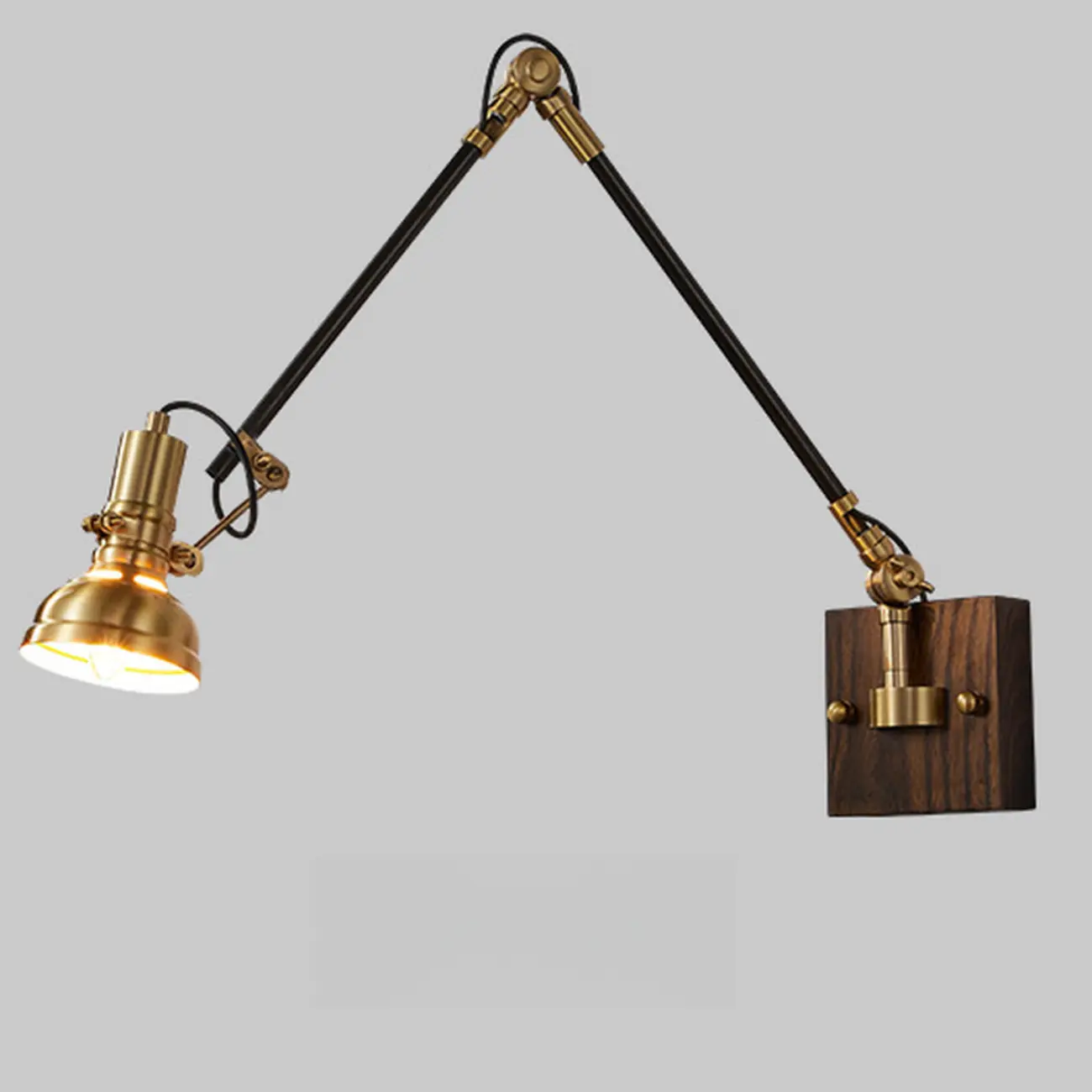 Industrial Amber Swing Arm LED Wall Sconce with Glass Shade
