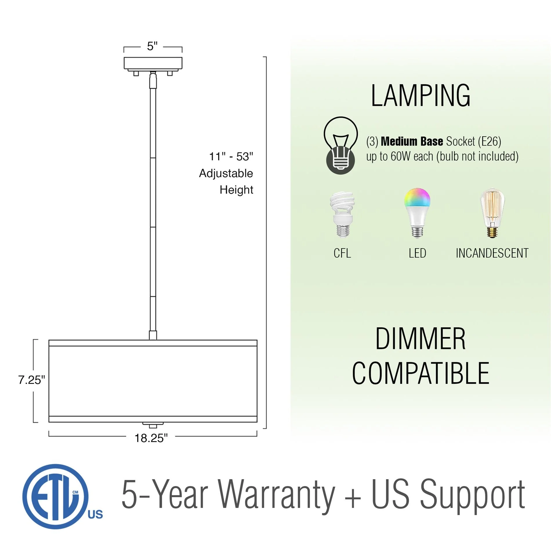 Nolan 18 Classic 3-Light Drum Pendant Chandelier