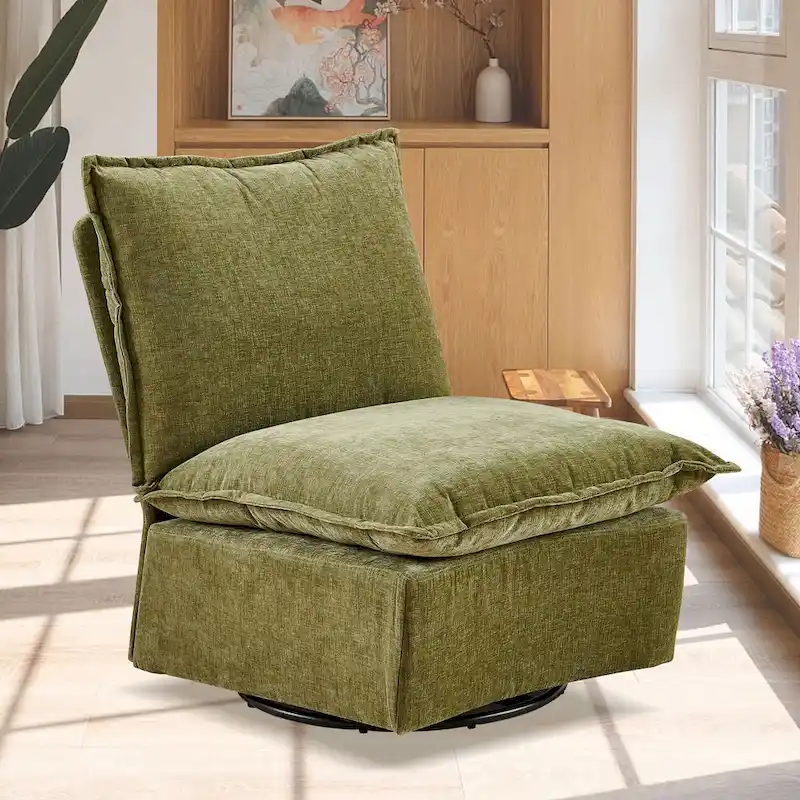 28.74  Chenille Upholstered 360 Swivel Rocking Chair
