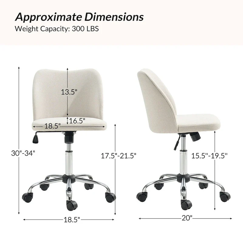 Sergio Modern Armless Office Chair with Mental Leg by HULALA HOME