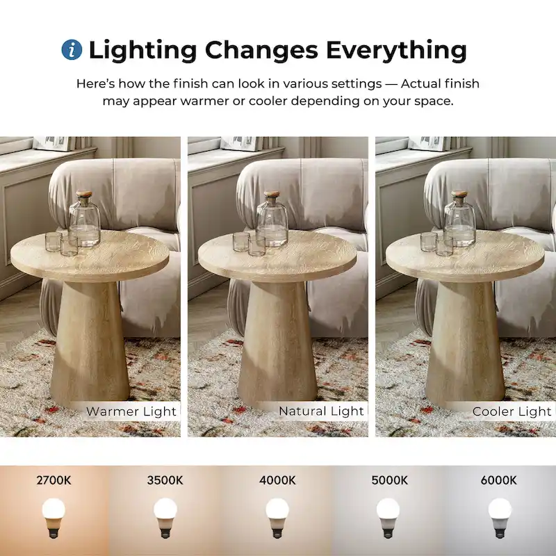 Furniture of America Vitten Modern Round Solid Wood Pedestal End Table