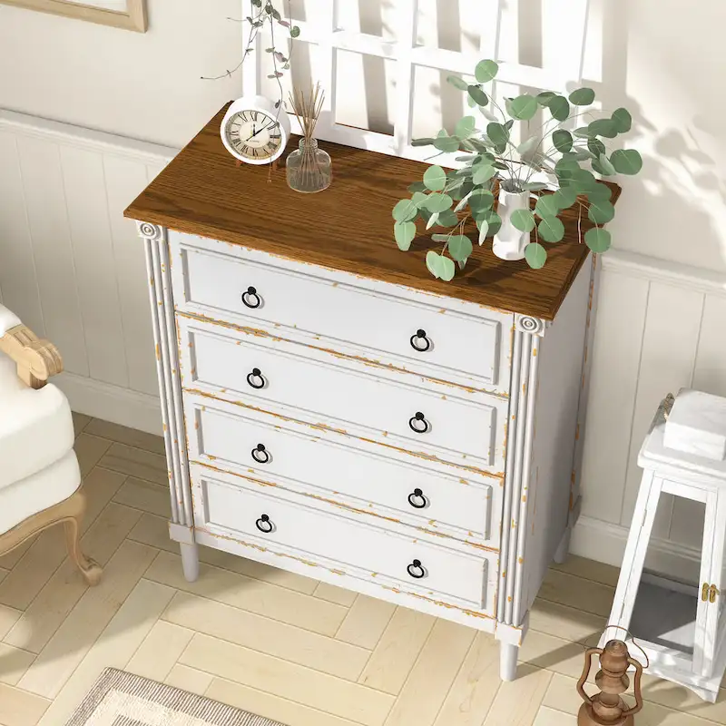Joneigh Traditional Solid Wood 4-Drawer Chest by