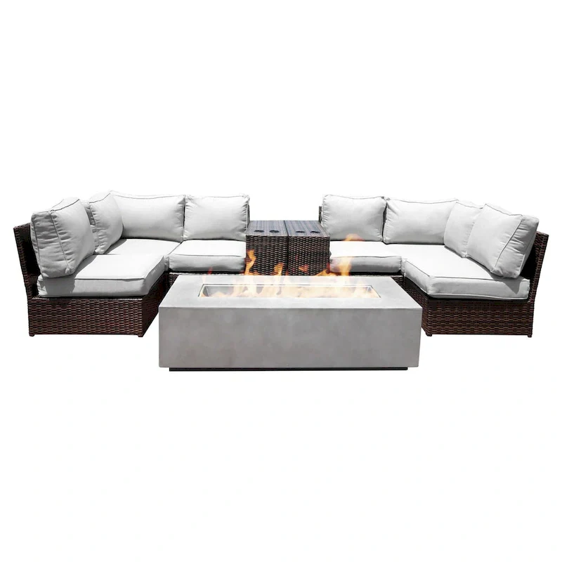 Living Source International Lucca 9-piece Cup Table Fire Pit Sectional