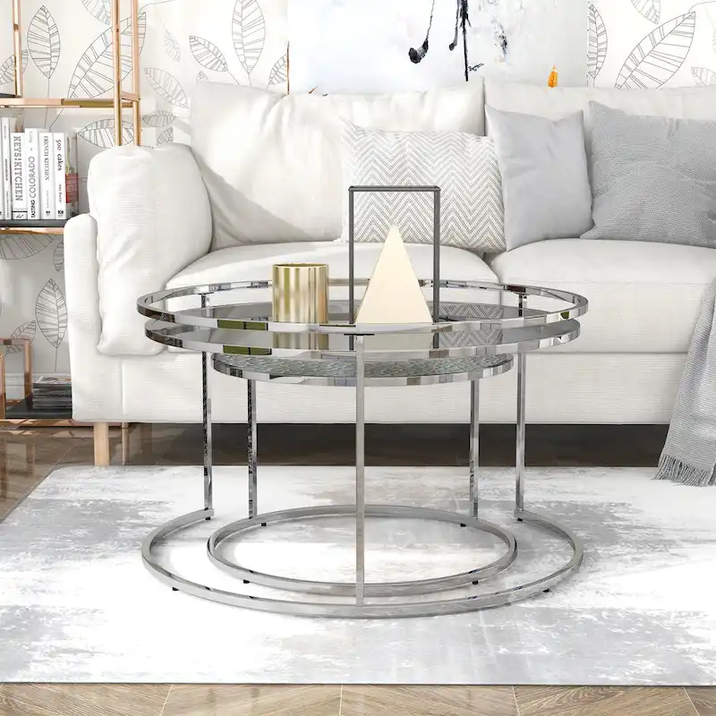 Glam Chrome Glass Top Nesting Tables
