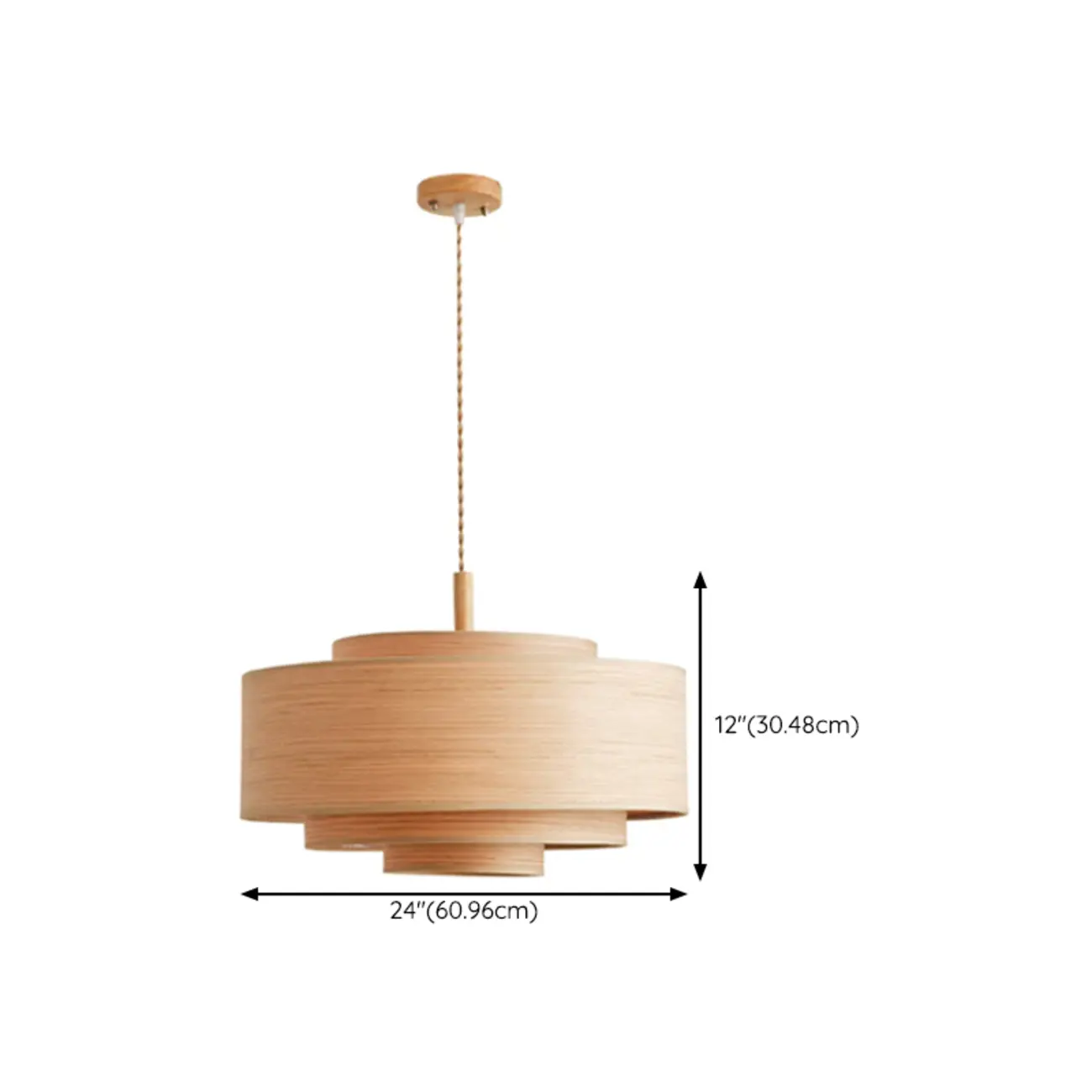 3 Tiers Solid Wood Pendant Lighting Adjustable Height