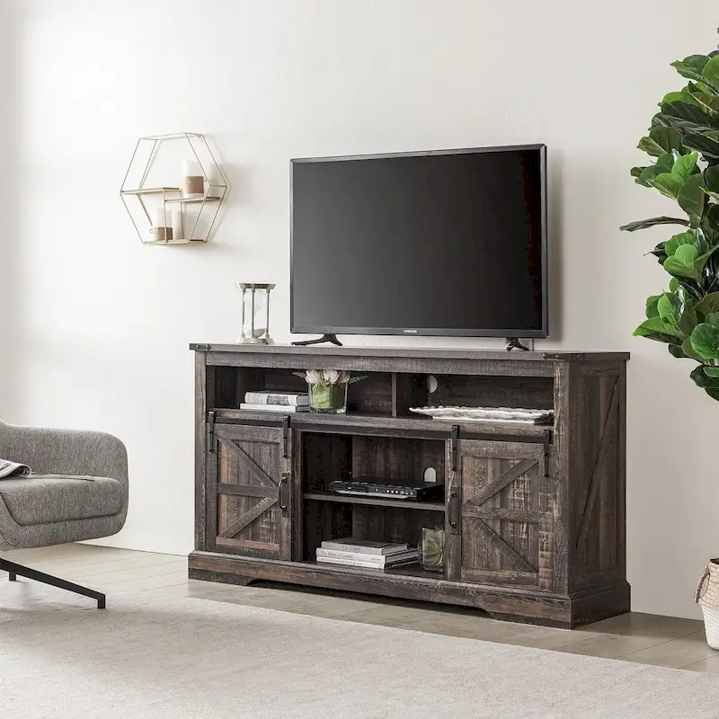 Farmhouse Wood TV Stand, Highboy Entertainment Center, Media Console