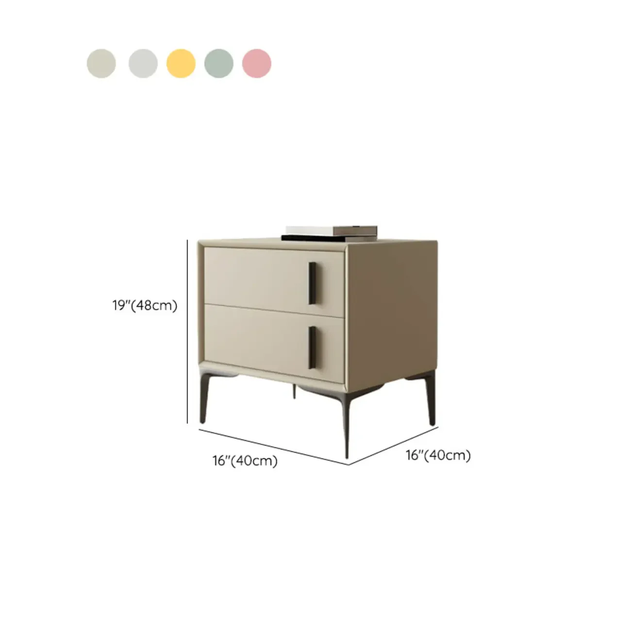 Modern Apricot Faux Leather Wood 2-Drawer Nightstand