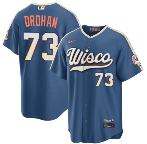 Shane Drohan Milwaukee Brewers Mineral Blue 2026 City Connect Stadium Jersey