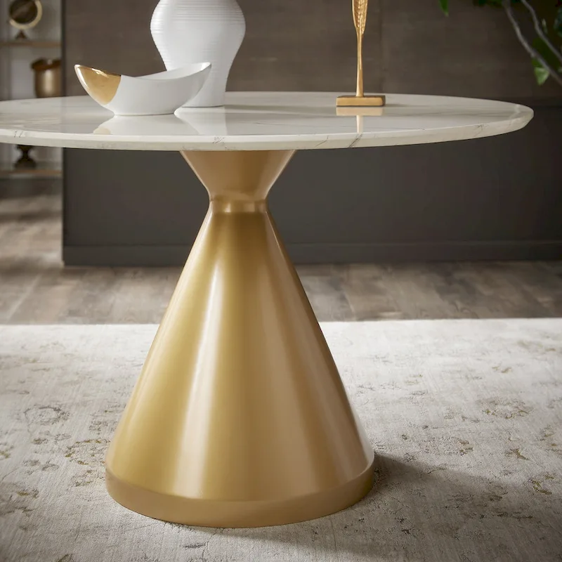 Darcy 46 Wide Faux Marble Round Dining Table by iNSPIRE Q Bold