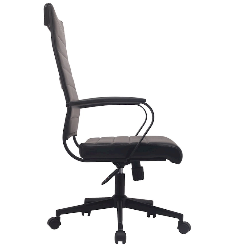 Modern High Back Office Chair Ribbed PU Leather Manager Tilt Conference Room Computer Desk Boss Task Executive Boss