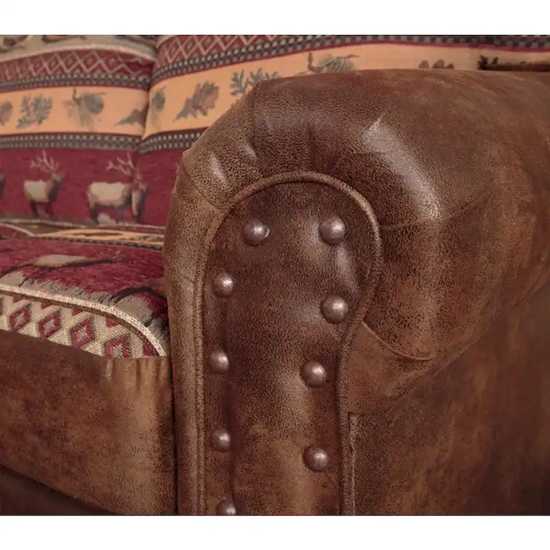 Microfiber Sofa with Nailhead Accents - Rustic Style