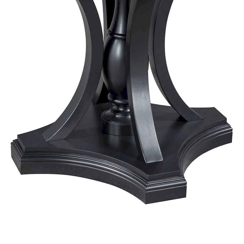 Black 5-Piece Wooden Dining Table Set with Extendable Round Table & 4 Armchairs