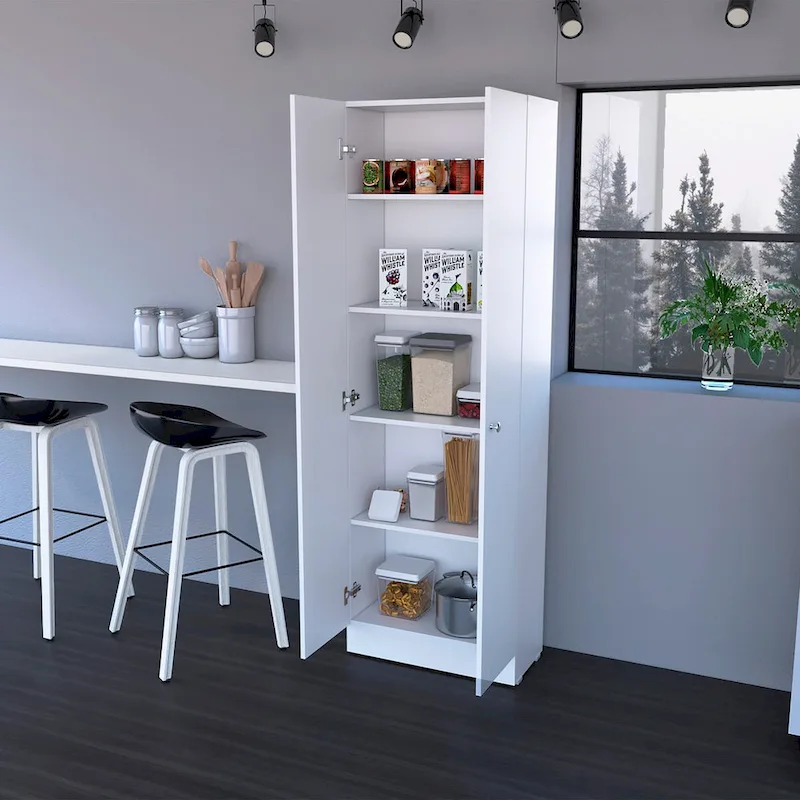 White / Black / Oak Freestanding Storage Cabinet with 10 Shelves