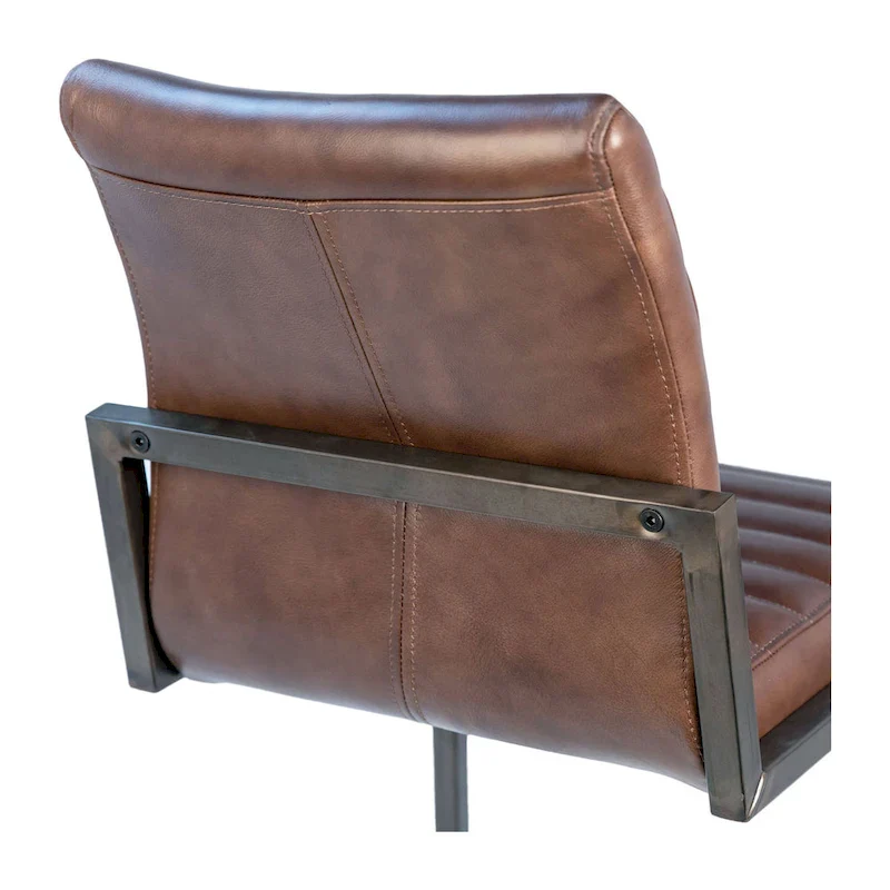 Greyson Genuine Full Grain Leather and Steel Modern Dining Arm Chair