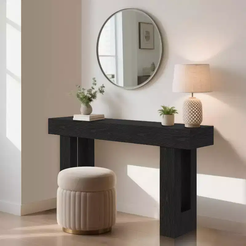 63 Long Console Table for Entryway, Wooden Rectangular Sofa Table Behind The Couch, Farmhouse Entryway Table for Entrance, Hallway, Living Room