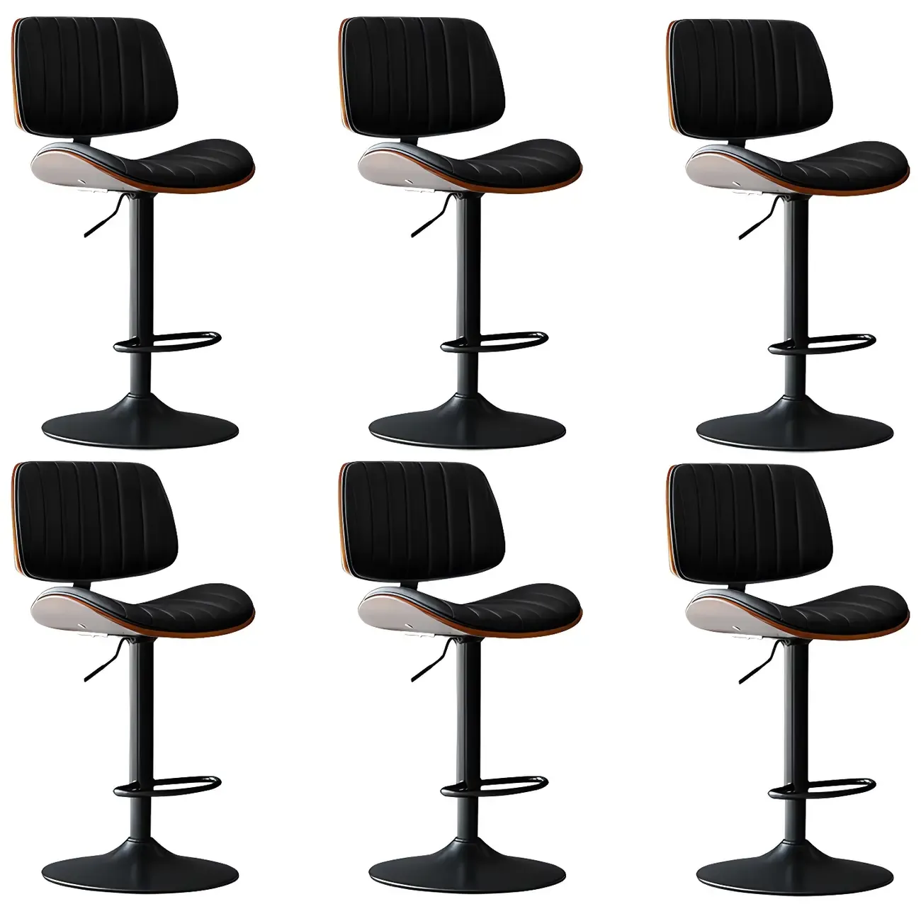Modern Faux Leather Adjustable Swivel Bar Stools