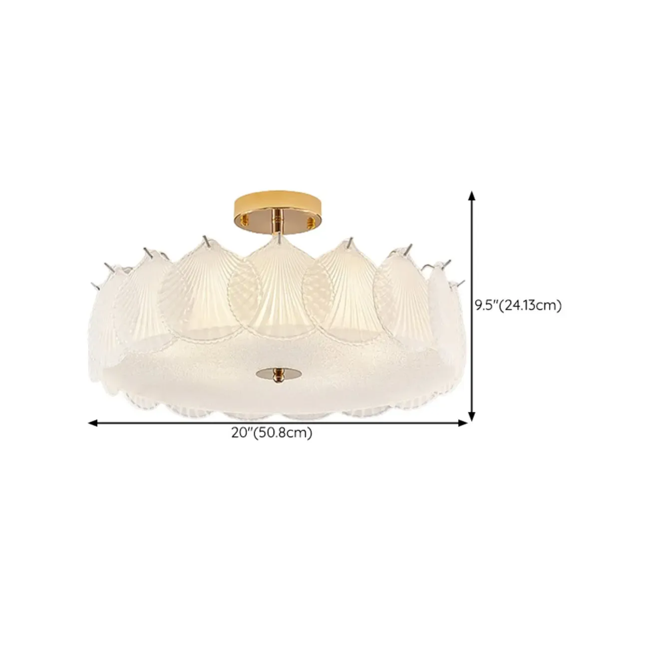 Modern Elegant Feather Glass Semi Flush Ceiling Light