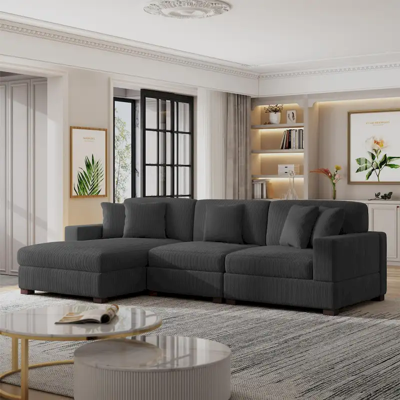Modern Oversized Modular Sectional Sofa With Pillows