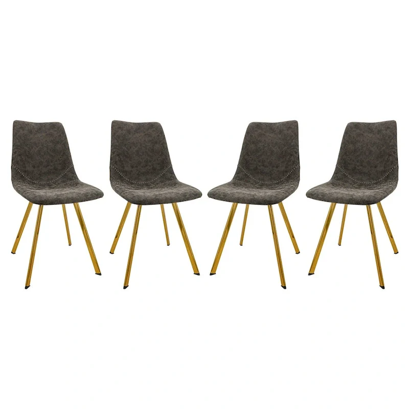 Markley Leather Dining Chair With Gold Metal Legs Modern Accent Side Chair