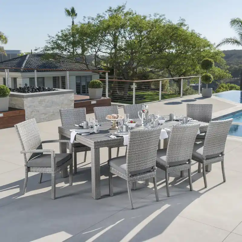 Cannes 9 Piece Aluminum Outdoor Patio Dining Set