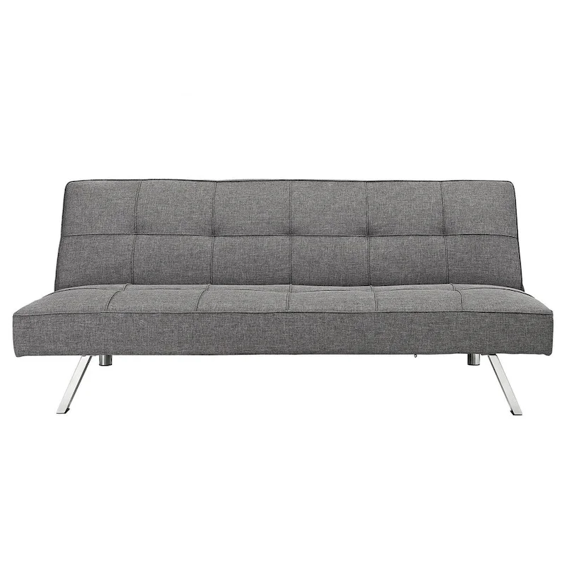 Metal Frame Futon Sofa Bed with Stainless Steel Leg - 32.30 x 68.90 x 29.15
