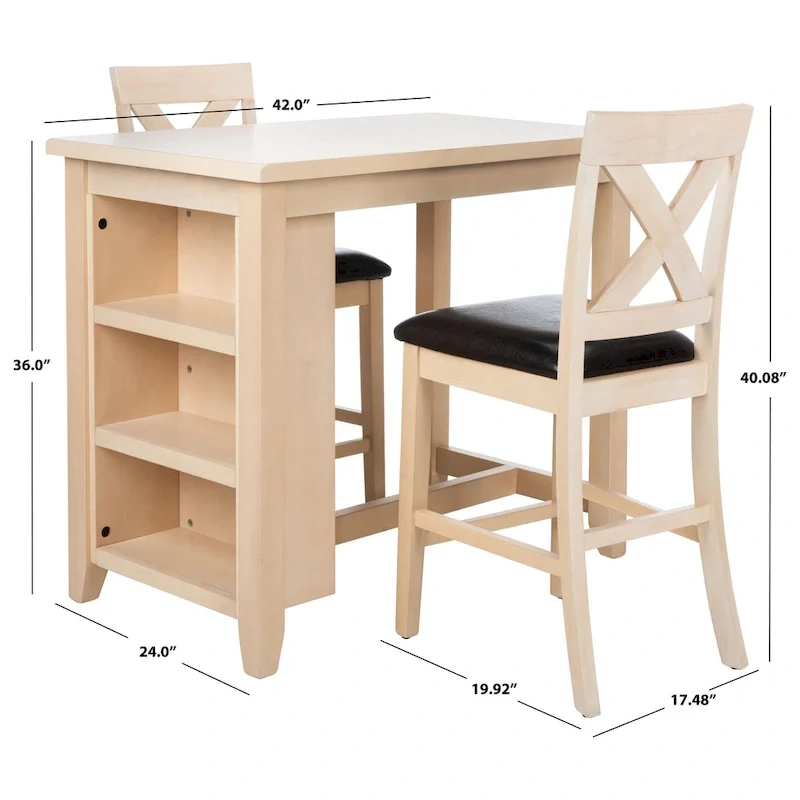 SAFAVIEH Shadya 3-Piece Wood Pub Set - 42 x 24 x 36 - 42Wx24Dx36H